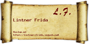 Lintner Frida névjegykártya